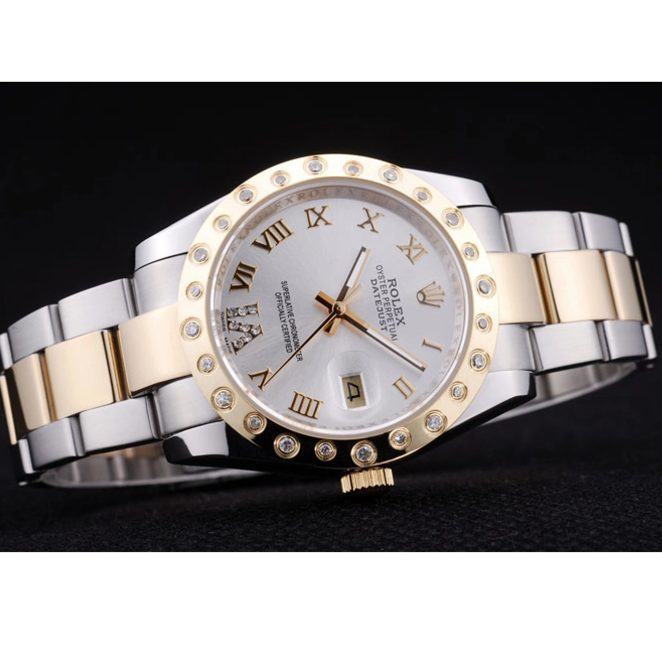 Aaa replica watch Rolex Datejust 7464 Diamond White Bezel Dial 0611